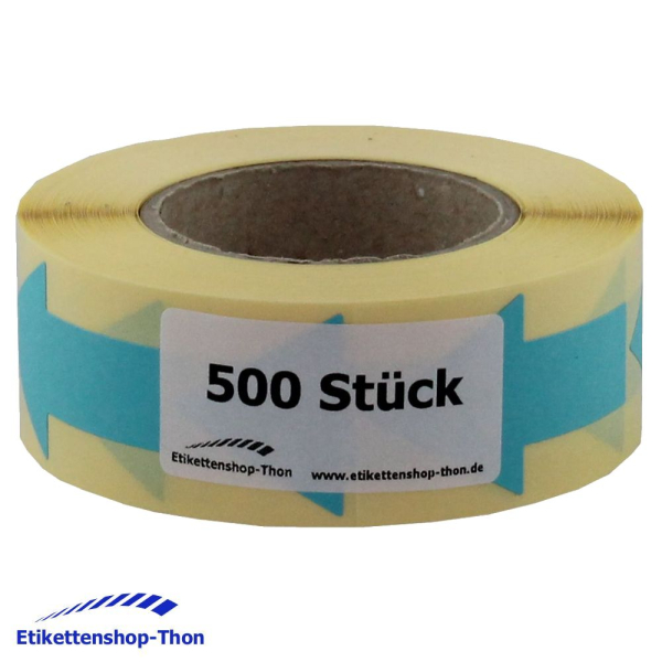 Pfeilaufkleber - Blau auf Rolle - 30 x 50 mm - 500 Stück